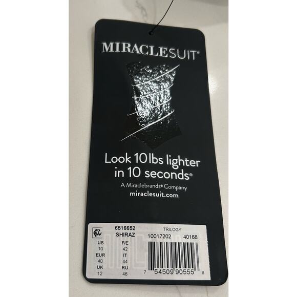 NWT Miraclesuit SHIRAZ Sz 10 Spectra Trilogy One-Piece Swimsuit Slimming V Neck - Picture 6 of 7